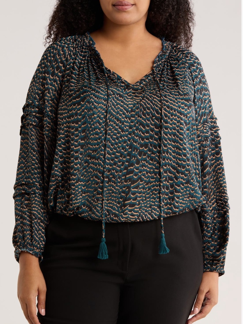 NWT DR2 Tie Front Long Sleeve Plus Satin Top Size 3X
